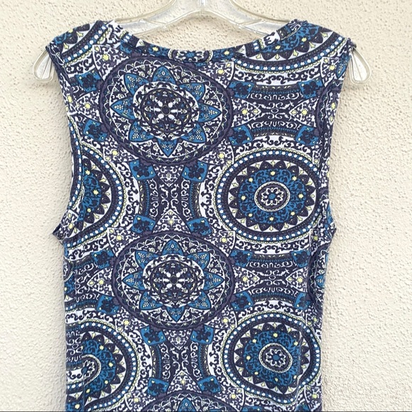 FREE PEOPLE DRESS bodycon FLORAL print sleeveless stretch blue gray tank tube M - Picture 6 of 10